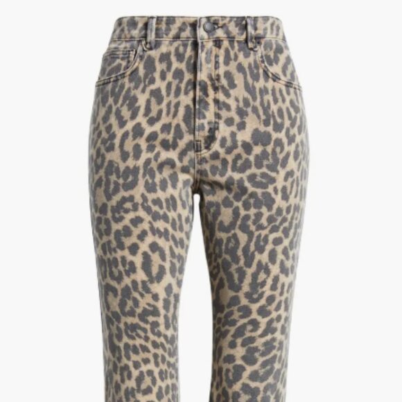 Good American Kick Flare Jeans Lucky Leopard Sz 16 NWT - Picture 3 of 9